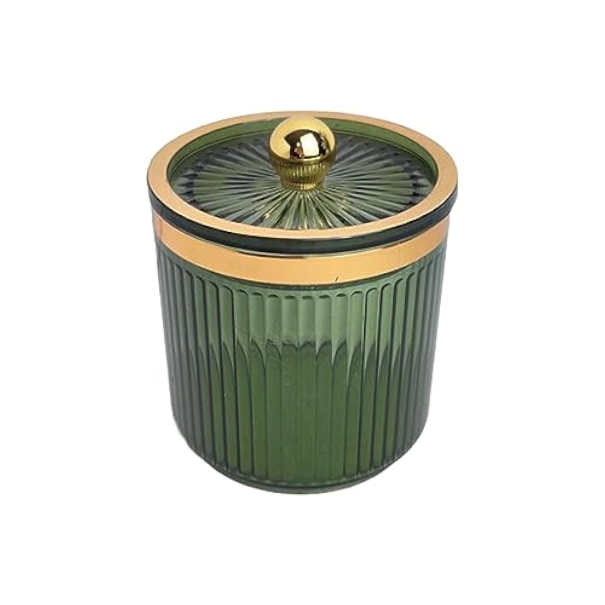 Light Green Makeup Cotton Swab Ball Pad Holder with Lid